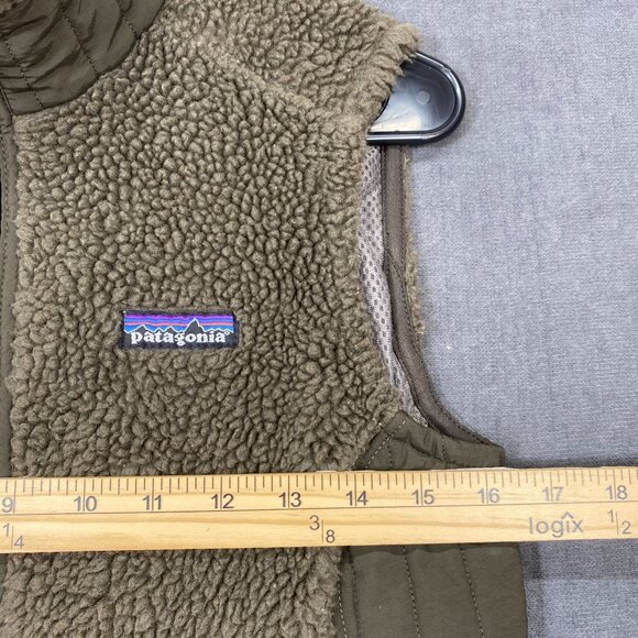 Patagonia Synchilla Womens Full Zip Fleece Vest Olive Green Logo Size Small - Picture 13 of 13